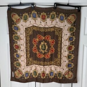 Jean Player Poly Brown and Gold Scarf 34” square dressy office